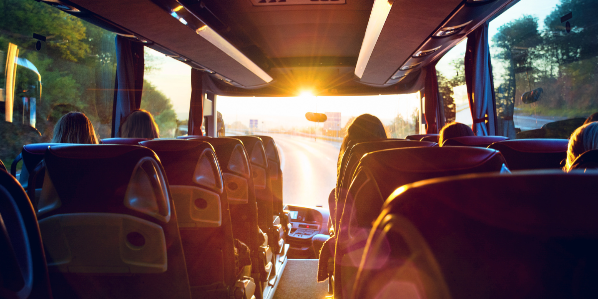 interior of a coach bus